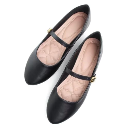 Image of TN TANGNEST Leather Flats for Women Retro Mary Jane Flats