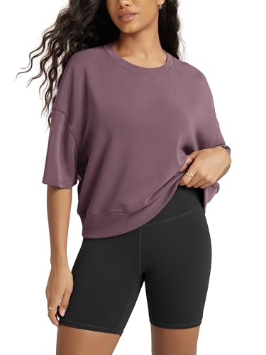 ODODOS Modal Soft Short Sleeve T-Shirts for Women Oversized Crew