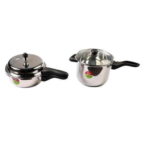 Image of Nolta DELIGHT Pressure Cooker Combo (3L + 5L) Induction Cookware, ISI Certified Safety, 5yr Warranty, Stainless Steel, Fast Cooking, Saves 60% Energy & Time