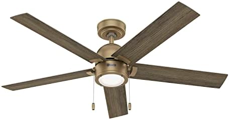 Hunter 52 inch Erling Burnished Brass Ceiling Fan with LED Light Kit and Pull Chain