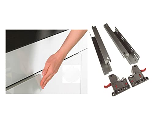 Juego guía corredera para cajones de cocina, armario muebles,sistema push   open, carriles extracción total, rieles rodamientos para 50 kg de peso push to open