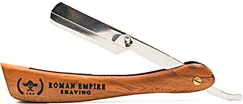 Miniatura 3 de Roman Empire Shaving Spartacus - Maquinilla de afeitar recta para peluquero profesional con 100 cuchillas Derby Professional