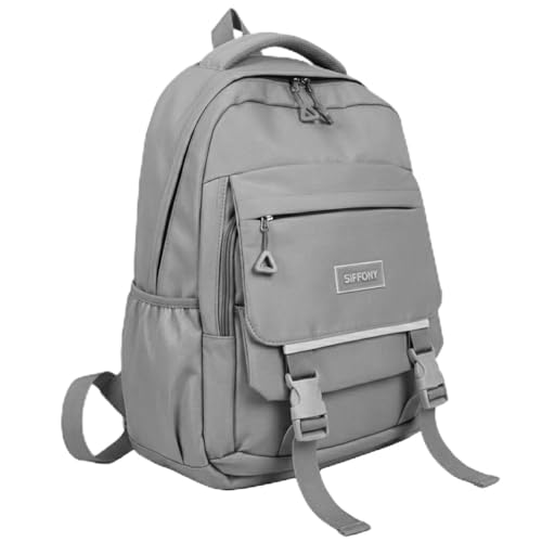 Mochila Escolar Feminina Reforçada Para Dia a Dia Faculdade Viagem Leve Fofa Impermeável (Cinza)