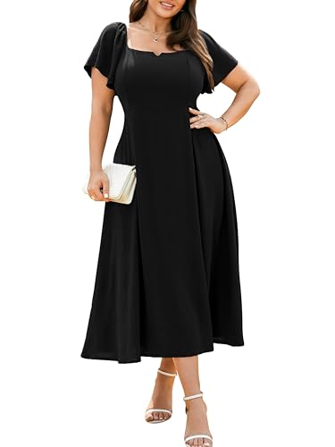RWJ Black Dress Plus Size, Formal Wedding Guest Maxi Dresses