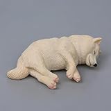 Shiba Inu Cub Standing Decorative Statue ,Miniature Dog Collectibles ” Lying Sleeping Shiba Inu Figurine, Realistic Lifelike Animal Statue Home Decoration, Black and White, Polyresin. (Carnification)
