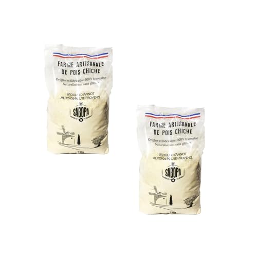 Harina de garbanzos Moulin du Champ Vermeil – 2 paquetes de 1 kg | Natural, rica en proteínas y fibra | Recetas mediterráneas y sin gluten