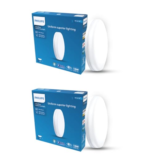 Image of PHILIPS 18W Round AstraGlow Surface LED Light | Slim Surface Panel for Home & Office | Energy Efficient, Bright & Long-life LED Ceiling Light | Cool Day Light, Pack of 2
