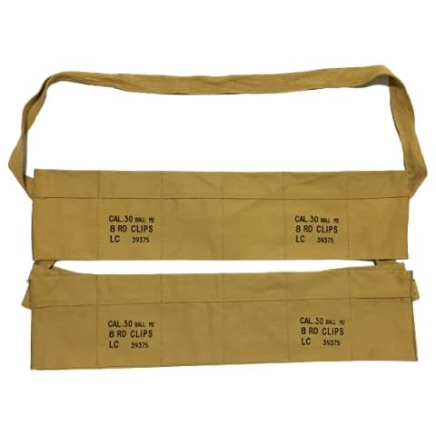 Warcraft Exports (Pack of 2) WWII Army Cotton Cloth Bandolier for M1 Garand Cotton Cloth Cover - US Olive Khaki Color (Khaki) Cover