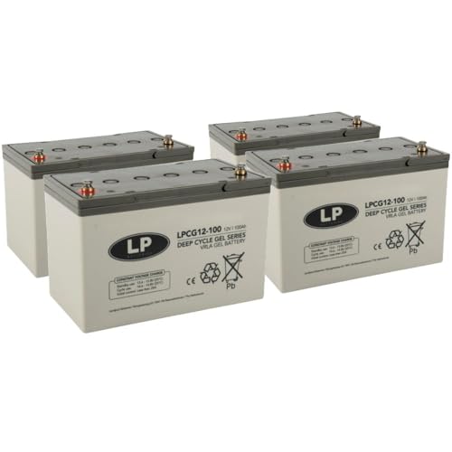 Akkuman.de Akkutechnik vom Fachmann Batería de Gel de Plomo 4X 12V 100Ah Compatible con móviles eléctricos para sillas de Ruedas, móviles para Personas Mayores, etc.