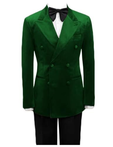 Mens Velvet Blazer Double Breasted Peak Lapel Slim Fit Jacket Sport Coat Dinner Party Casual Tuxedo