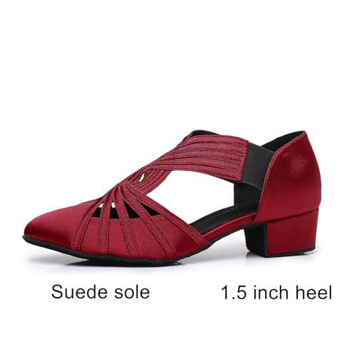 Image of Women Swing Latin Ballroom Salsa Dance Shoes (Closed Toe, Suede Sole) YT12