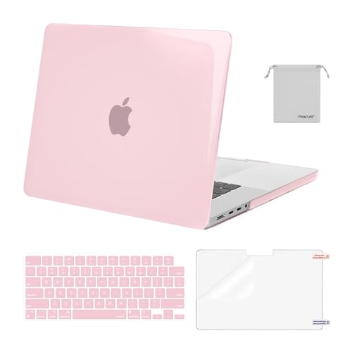 Image of MOSISO Compatible with MacBook Pro 16 inch Case 2025 2024 2023 2022 2021 M4 M3 M2 M1 A3403 A3186 A2991 A2780 A2485 Pro Max, Plastic Hard Shell&Keyboard Cover&Screen Film&Storage Bag, Rose Pink