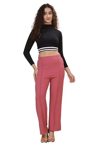 Image of Women's Polycotton Comfort Fit Straight Trousers - Lightweight, Flexible & Skin-Friendly Pants for Work, Travel & Casual Style