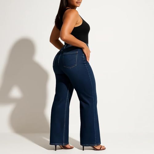 Curvola BBL Jeans, Wide-Leg Straight Fit, Snatched Waistband, Valvari Mid-Low Rise Stretch Jeans for All-Day Wear2