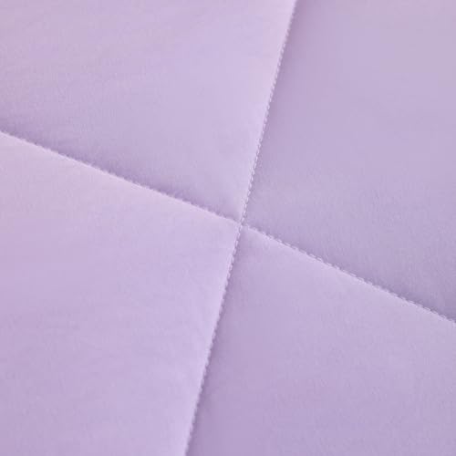 FLXXIE 5 Pieces Toddler Bedding Set, Soft and Breathable Microfiber Crib Sheet Set, Includes Quilted Comforter, Flat Top Sheet, Fitted Sheet, Envelope Pillow Case for Boys and Girls, Lavender