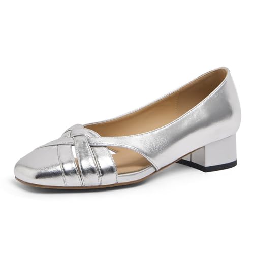 Maiyang Women Square Toe Cutout Slip on Pumps Low Chunky Block Heel Classic Comfy Daily Dress Shoes Size 4-16 US