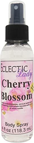 Eclectic Lady Cherry Blossom Body Spray, Double Strength, 4 ounces, Body Mist for Women with Clean, Light & Gentle Fragrance, Cologne with Soft, Subtle Aroma For Daily Use