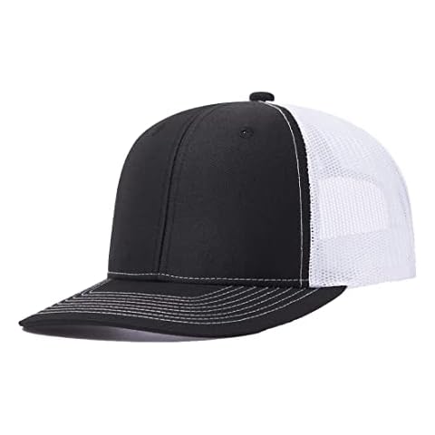 Quanhaigou Trucker Hat - Mesh Snap Back - Unisex Adjustable Baseball Cap - Outdoor Hats for Men Women, Black White, One size Cover