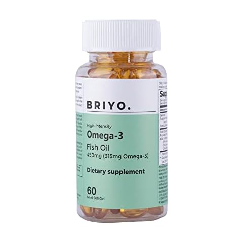 Briyo Fish Oil Mini 70%, (450 MG Size) - 315 mg Omega 3 per Capsule (162 mg EPA, 108 mg DHA), 60 Count Cover