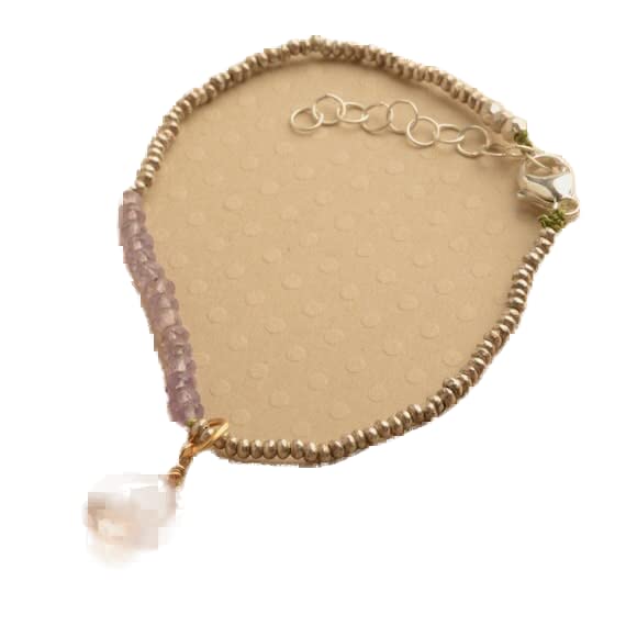 Bracelet en améthyste et quartz rose facetté de haute qualité en argent 925