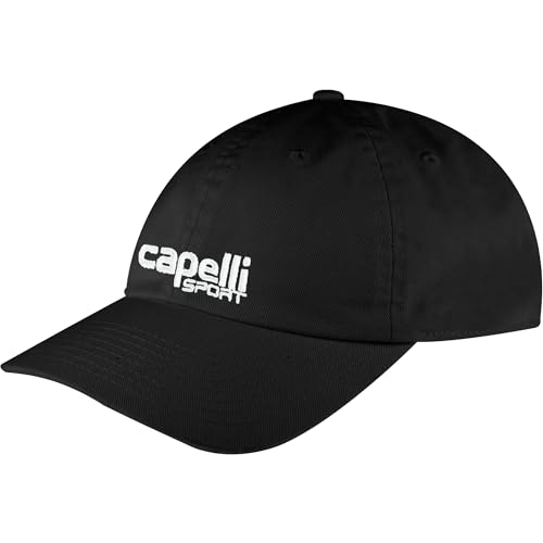 Capelli Sport Hat, Youth Classic Adjustable Baseball Cap with Curved Brim, Black/White