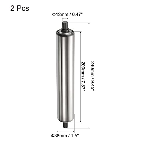 PATIKIL 2Pack Förderer Rollen 1.5\ Durchmesser 8\ Edelstahl Schwerkraft Übertragung Ersatz Teil Verzinkt Ende Silber