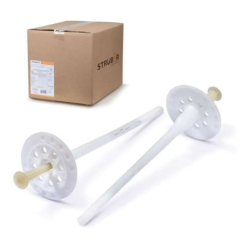 STRÜBER Cheville d'isolation à frapper avec clou plastique (Ø8 x 95 mm / 200 pcs) - Chevilles isolante pour ITE - Chevilles de fixation de panneaux isolants...