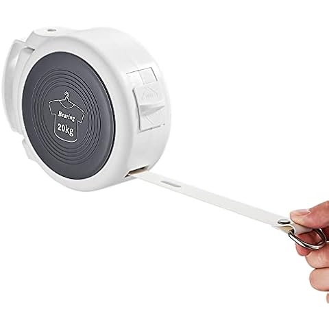 Retractable Washing Line, Wall Mounted Clothes Line 13.8ft, Clotheslines Double Locks to Prevent Sagging, Heavy Duty Washing Line with a Weight Capacity of 40 lbs for Indoor Outdoor Cover