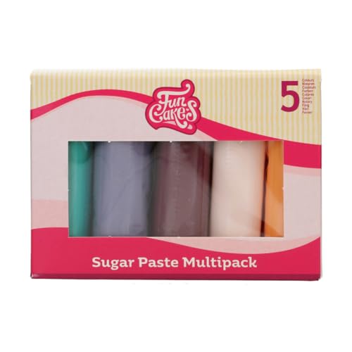 FunCakes Pasta De Azúcar Multipack Boho: Fácil de Usar, Textura Suave, Flexible, Perfecto para Decoración de Tartas, Halal, Kosher y Sin Gluten. 5 Kleuren, 5 x 100 g
