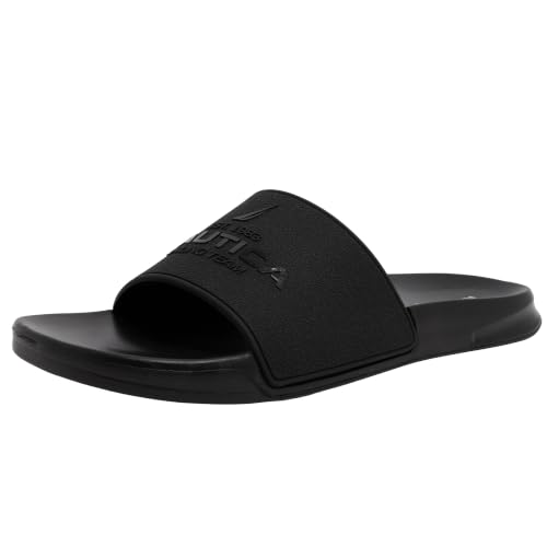 Image of Nautica Men's Open Toe Slide Sandals - Comfortable Indoor & Outdoor Shower Slippers