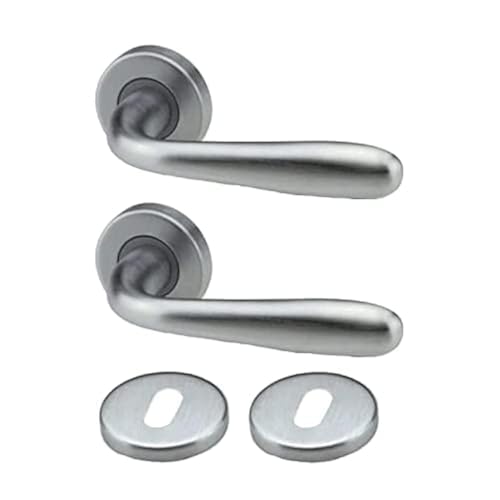 bricoleva.it Poignée de porte intérieure, disponible en plusieurs variantes - Poignée ronde ou poignée carrée vendue en paire pour une porte (Tonde, Chrome satiné)