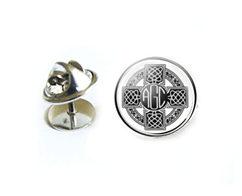 Celtic Cross Monogram Tie Tack, Custom Handmade Tie Pin, Lapel or Hat Pin