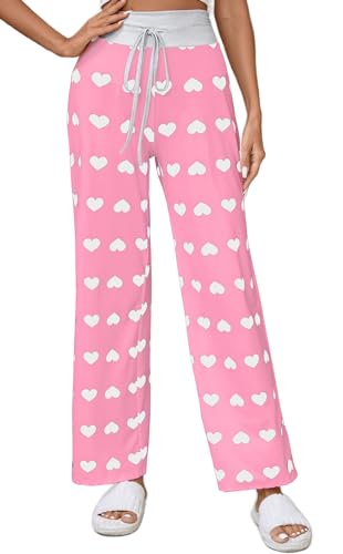 Image of Women Pajama Pants Comfy Lounge Wide Leg Casual Stretch Palazzo Drawstring Pj Bottoms Pants S-3XL