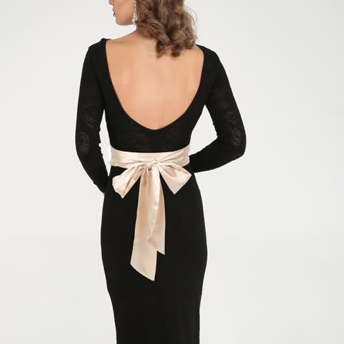 BESPORTBLE Women'S Silk Sash Belt For Dresses Wide Waist Tie Belt For Bridal Gowns Special Occasions And Evening Parties Beige4