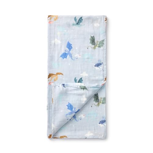 Image of Loulou Lollipop Muslin Swaddle Blanket for Baby Boy & Baby Girl - Soft Breathable Muslin Wrap, 47 inchx47 inch Receiving Blanket for Newborn & Toddler - Magical Dragons