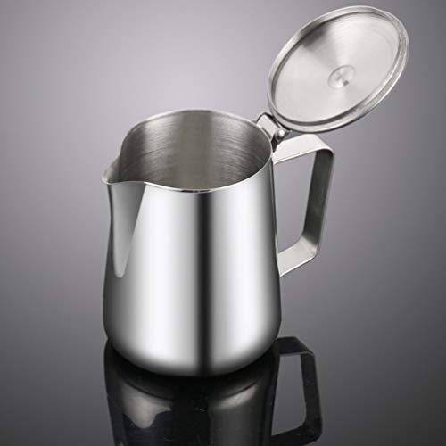 Hemoton Jarra de Espuma de Café Taza de Medición de Acero Inoxidable con Asa Y Escala Balanza de Medición Jarra con Tapa… - Imagen 6