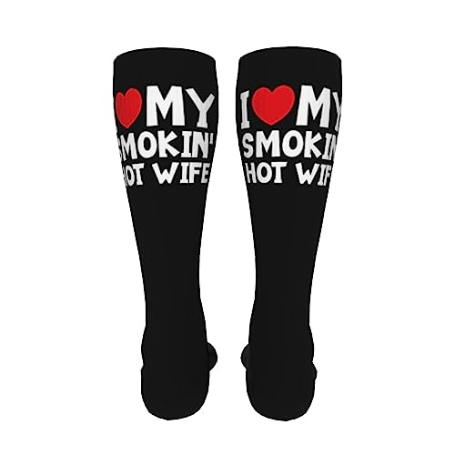 I Heart My Smokin' Hot Wife Knee High Socks For Women Long Tube Socks Athletic Compression Socks Unisex High Socks Girls4