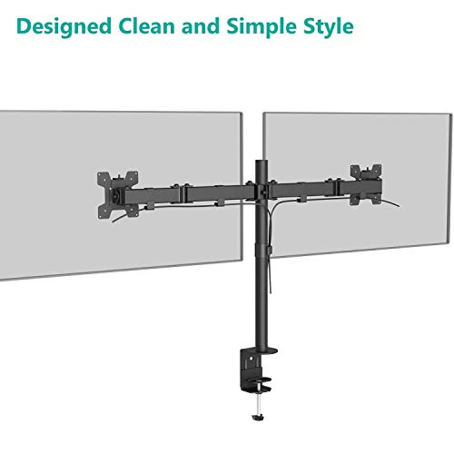 Image of WALI Dual LCD Monitor Fully Adjustable Desk Mount Stand Fits Two Screens 13 to 32 inch, 17.6 lbs. Weight Capacity per Arm (M002LM), Black