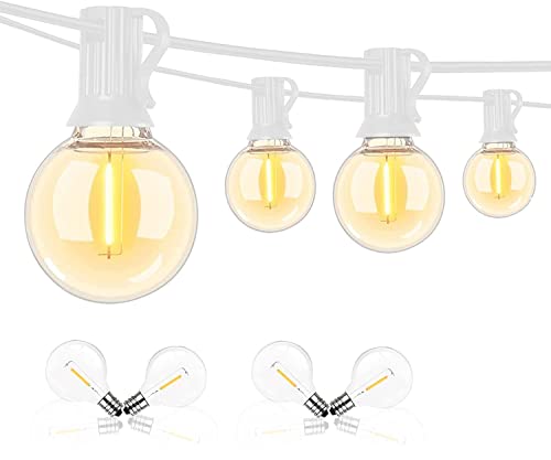 Abeja 50Ft G40 Led Globe String Lights, Outdoor Patio String Lights With 50+2 Dimmable Shatterproof Bulbs, Backyard Outdoor Hanging Lights, Bistro Waterproof For Balcony Party Wedding, White Wire #TOP25