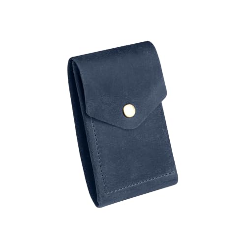 Image of The Wallet Store Flip 2.0 Genuine Leather Vertical Slim Wallet for Men | Pull-String Quick Card Access | Compact Front Cash Pocket & Button Lock | Minimalist Travel & Daily Carry Wallet (Blue)