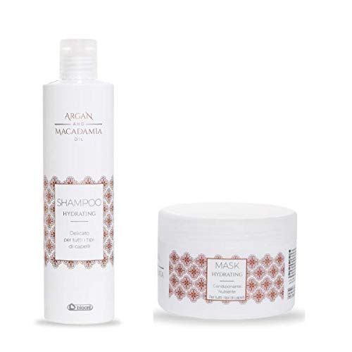 KIT SHAMPOO 1000 ml e MASCHERA 500 ml IDRATANTE CONDIZIONANTE NUTRIENTE Argan e Macadamia Biacrè