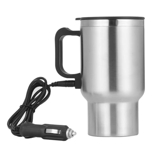 Saitedudu Car Kettle Boiler Sunsbell 500ml Car Heating Travel Cup Stainless Steel Mug Auto Coffee Cup Warmer with DC 12V Charger for Car Electrical Appliances