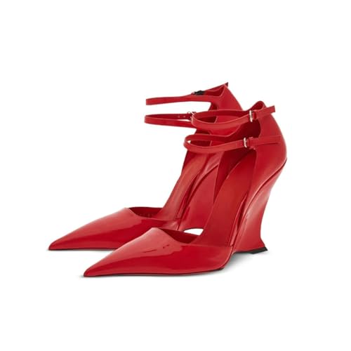 Vertundy Women's Ankle Strap Pumps Closed Pointed Toe Wedge High Heels Sandals Spring Fashion Wedding Bride Pumps Shoes