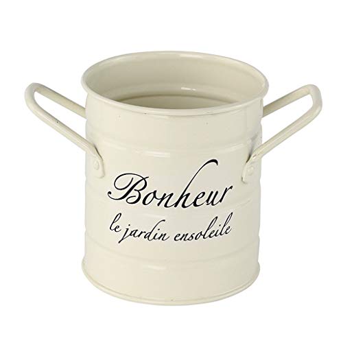 SPICE OF LIFE(スパイス) 鉢カバー 小物入れ ハンドルミニポット ボヌール クリーム 直径10cm 高さ12cm ブリキ JMGF2090CR