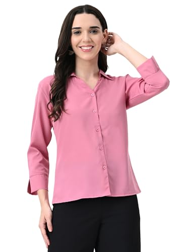 Image of FUNDAY FASHION Women's Crepe Casual Regular Fit Solid V Collered Shirt (Pack of 2)