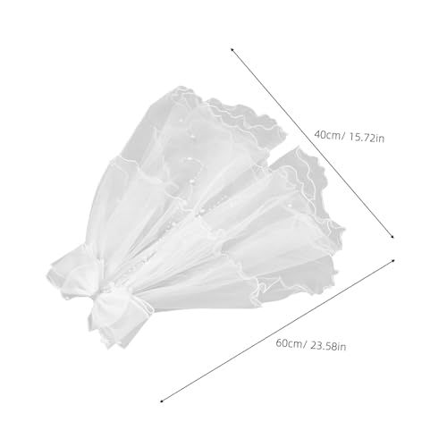 FRCOLOR First Communion Veil with Bow Elegant White Ceremony Headpiece for Religious Events Baptisms and Church Ceremonies Secure Clip Design for Accessories2