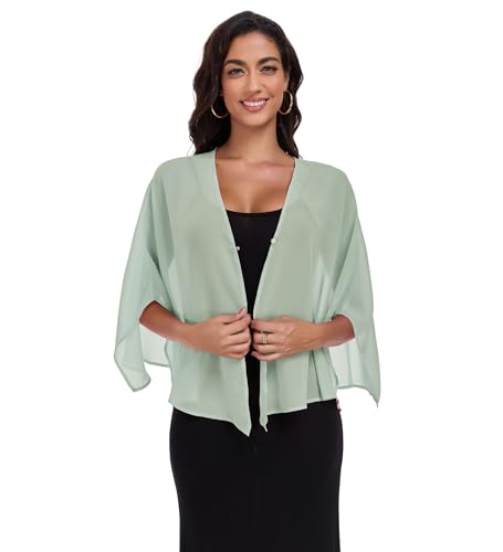 Zudanal Shawls and Wraps for Evening Dresses Chiffon Soft Shawl for Wedding Guest Party Cover Up Sage Green