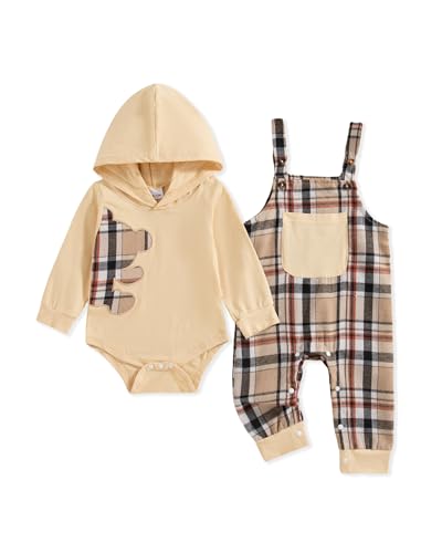 NZRVAWS Baby Boy Clothes Newborn Outfits Infant Romper Fall Winter Hoodie Pocket Pants Overalls Set NB-18M