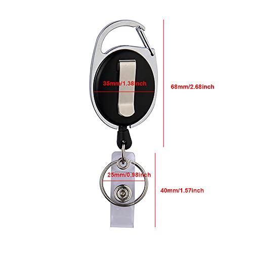 Bling Rhinestone Retractable Badge Reel, Glitter ID Badge Holder with Belt Clip and Key Ring, Pull Cord up to 24 inches - Image 2