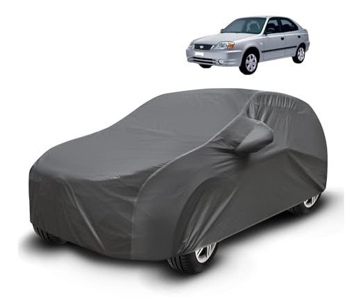 Image of Auto Hub Waterproof Car Cover Compatible with Accent with Mirror Pockets, Soft Cotton Lining, Accent Car Cover Waterproof, Grey